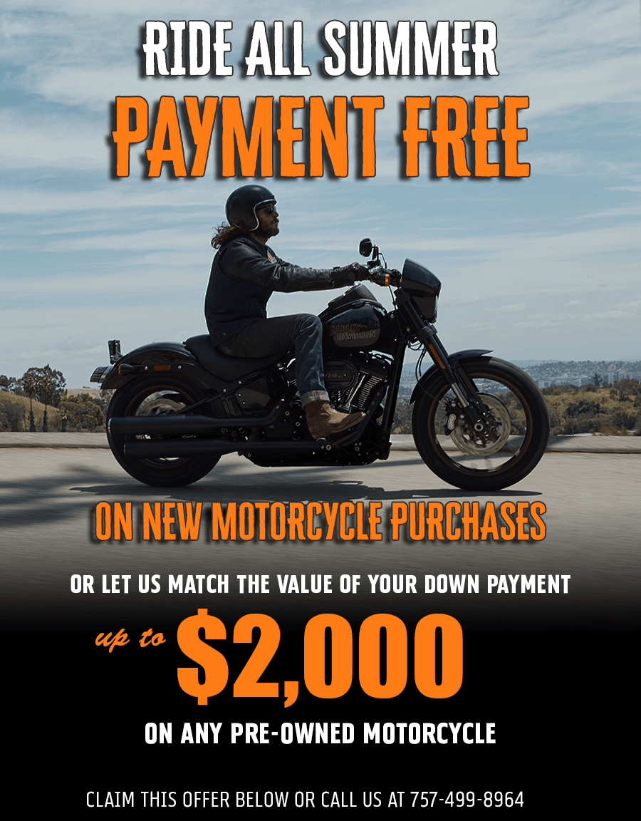 Ride All Summer Payment Free at Southside Harley-Davidson®.