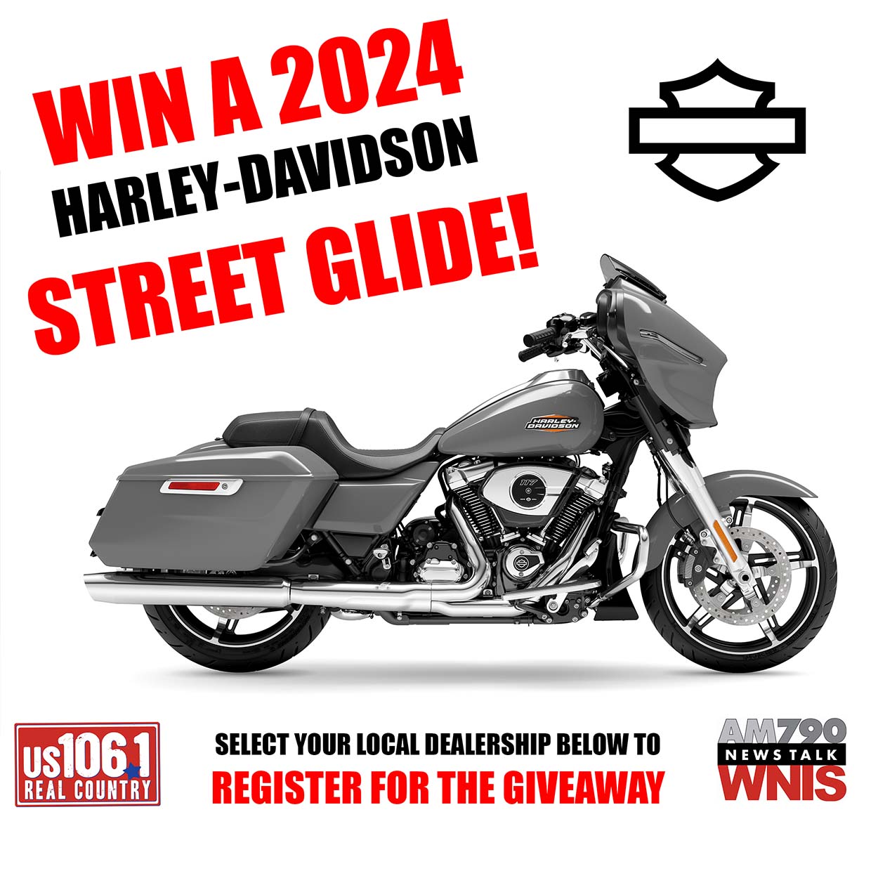 Select your local dealership below to register to win a 2024 Street Glide